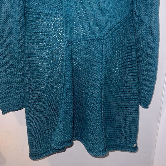 ANTHROPOLOGIE PURE HANDKNIT Teal knit Cowl Neck Sweater Dress-M/L - Picture 3 of 8